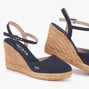 VISCATA Barcelona Peratallada Canvas Wedge with Ankle Strap Handmade 3 ½” Heel